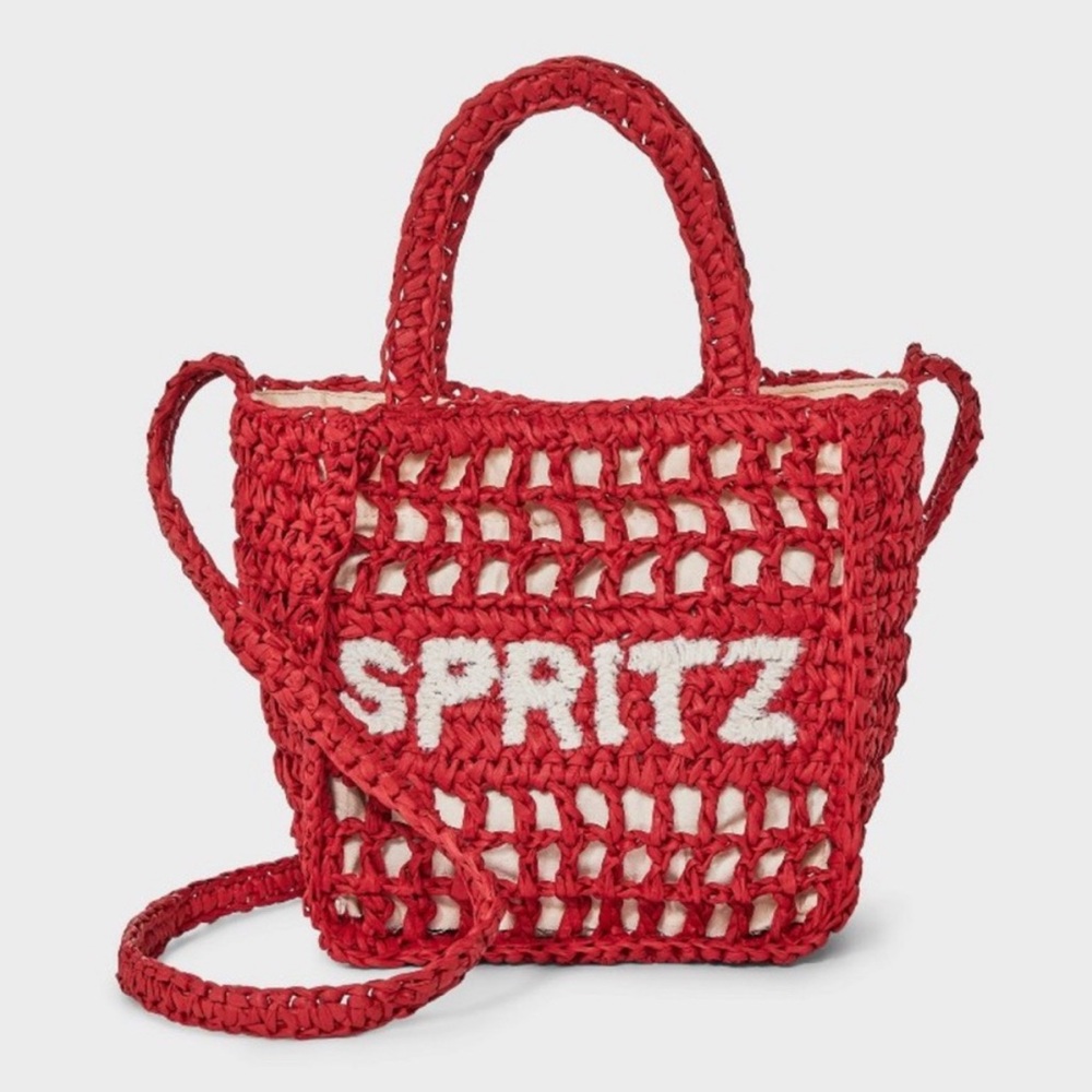 Spritz Vibrant Red Straw Tote Bag